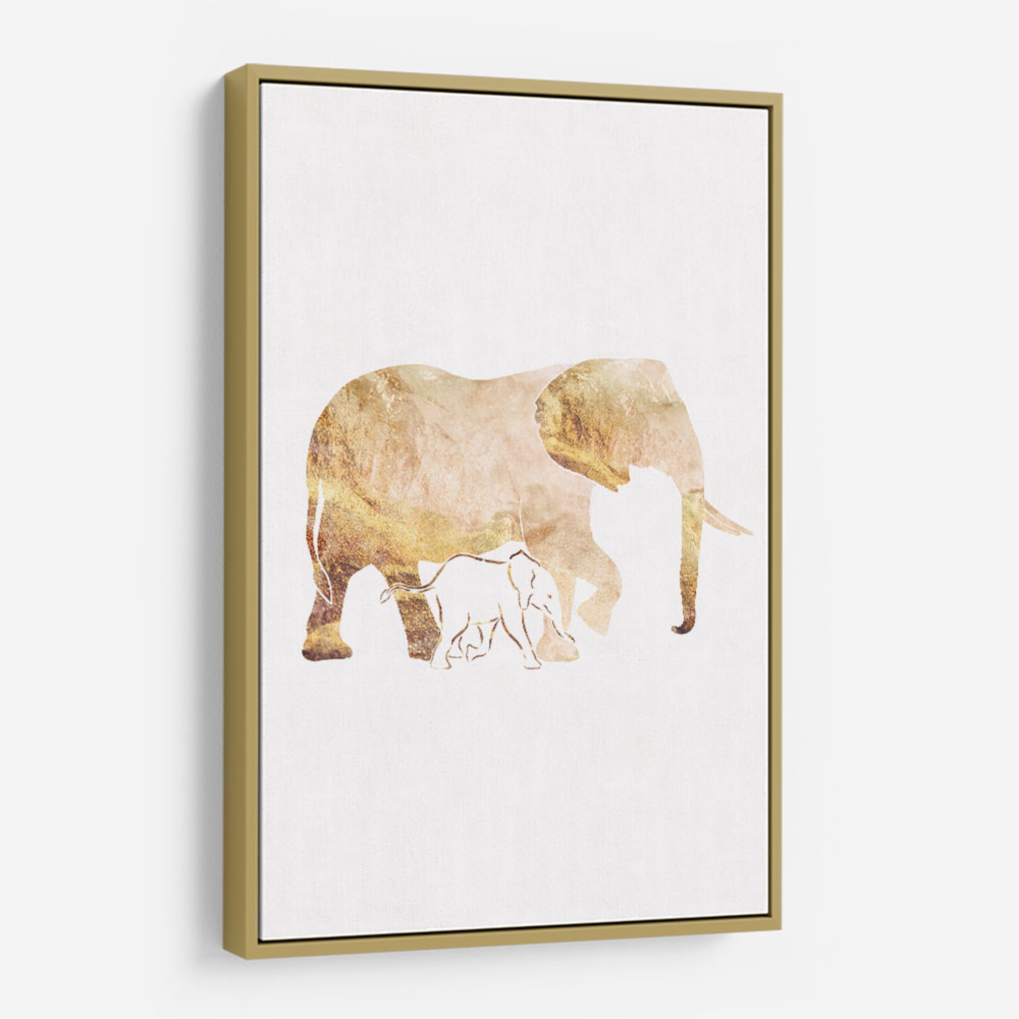 White Gold Elephants Wall Art